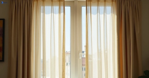 Dull dusty drapes in chandler before professional cleaning